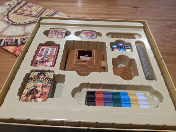 Inside the Camel Up box, showing the plastic insert that houses all of the components perfectly.
